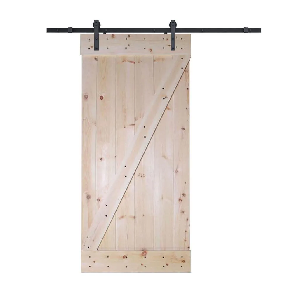 CALHOME 30 in. x 84 in. Z-Bar Wood Sliding Barn Door with Sliding Door Hardware Kit, photo 8 of 12