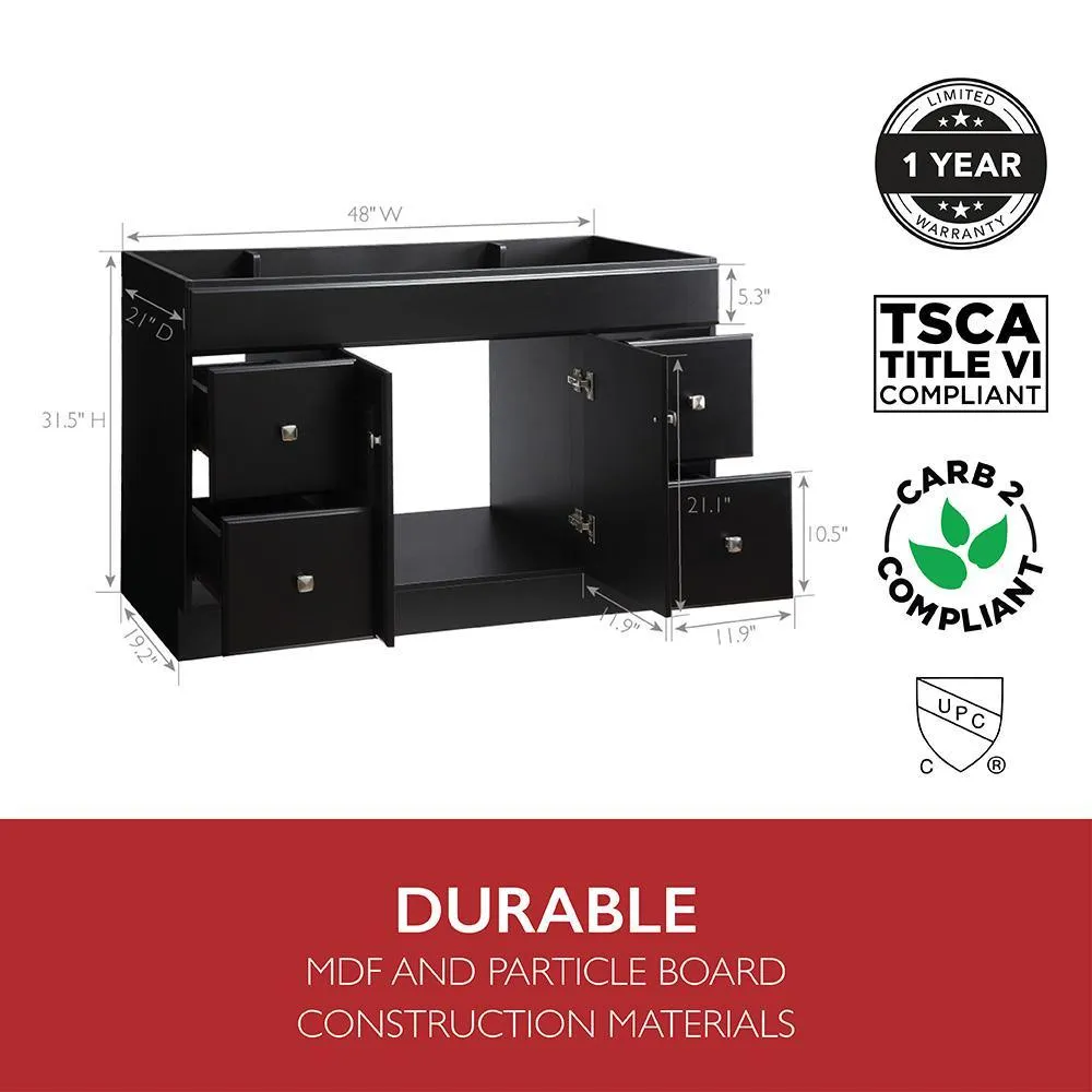 Wyndham 48 in. W x 21 in. D Ready to Assemble Bath Vanity Cabinet Only in Espresso, photo 6 of 29