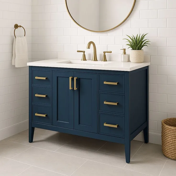 Home Decorators Collection Madsen 48-Inch Grayish Blue Bathroom Vanity with Cultured Marble Top, photo 2 of 3