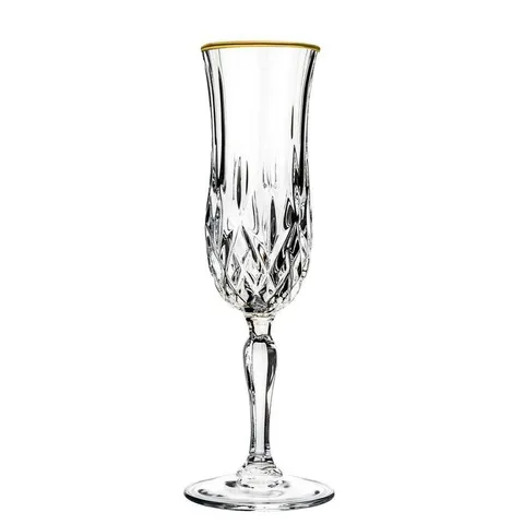 Opera Gold Collection Set of 4 Crystal Flute Glass with Gold Rim
