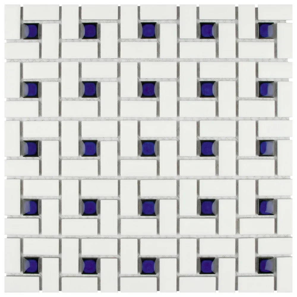 Merola Tile Spiral Blue and White 12-1/2 in. x 12-1/2 in. x 6 mm Porcelain Mosaic Tile (11.07 sq. ft. / case), photo 3 of 8