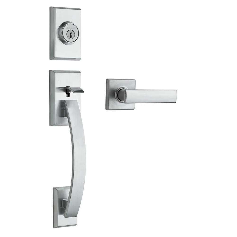 Tavaris Satin Nickel Single Cylinder Door Handleset with Vedani Door Lever Featuring SmartKey Security, photo 6 of 7