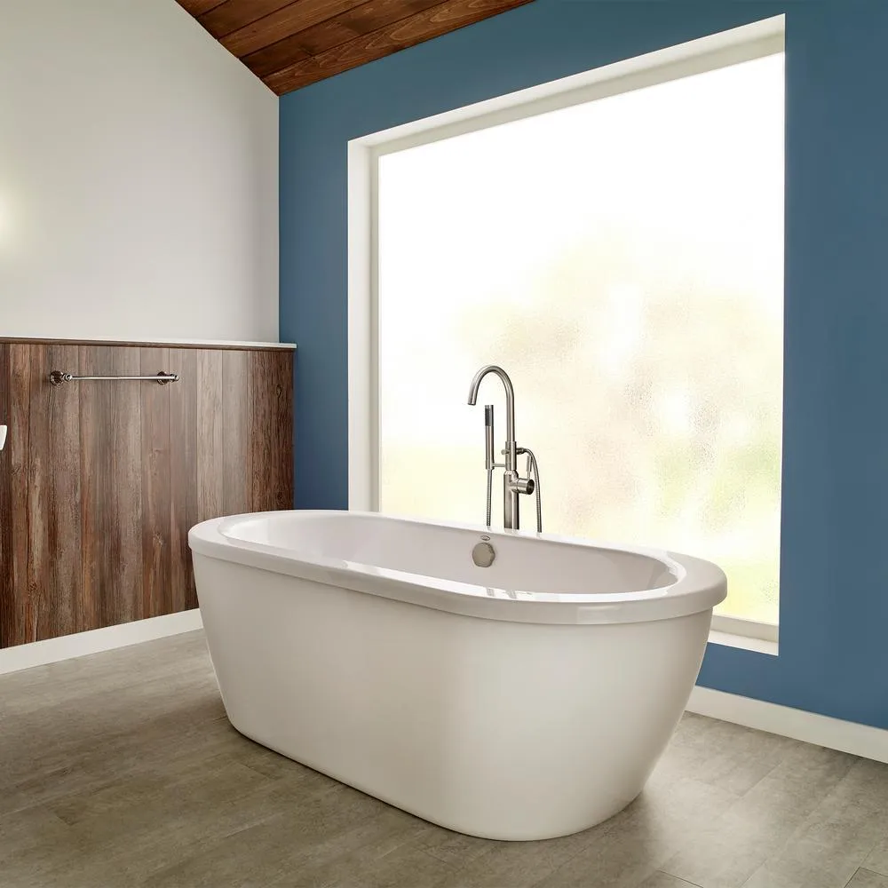 Cadet 5.5 ft. Acrylic Flatbottom Freestanding Bathtub in Artic White with Polished Chrome Drain and Filler, photo 2 of 5