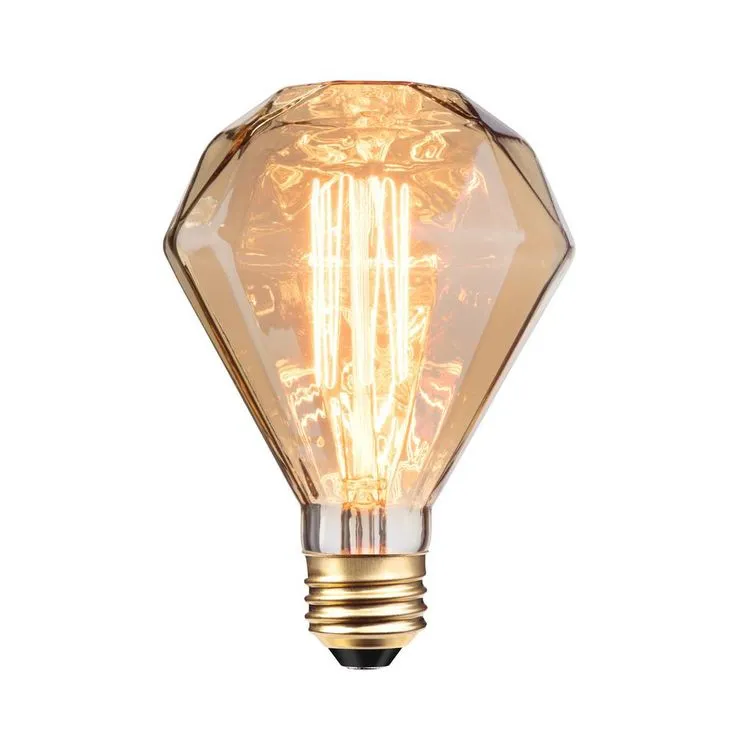 Globe Electric 40W Amber Designer Vintage Edison Diamante Incandescent Light Bulb, photo 3 of 3
