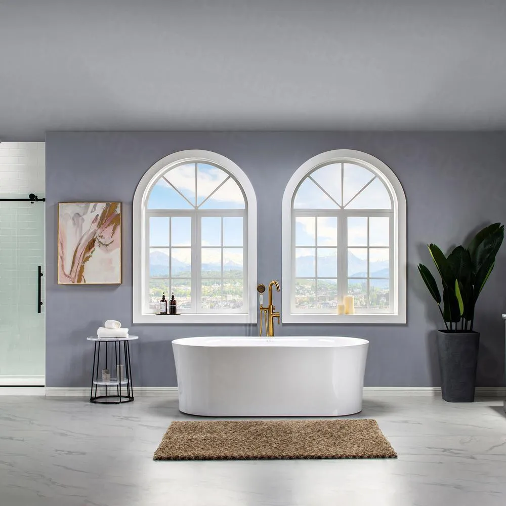 WOODBRIDGE Diana 67 in. Acrylic Freestanding Double-Ended Air Bath Bathtub with Drain & Overflow, White, photo 15 of 23