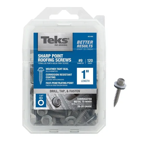 #9 x 1 in. Steel External Hex Head Washer Sharp Point Roofing Screws
