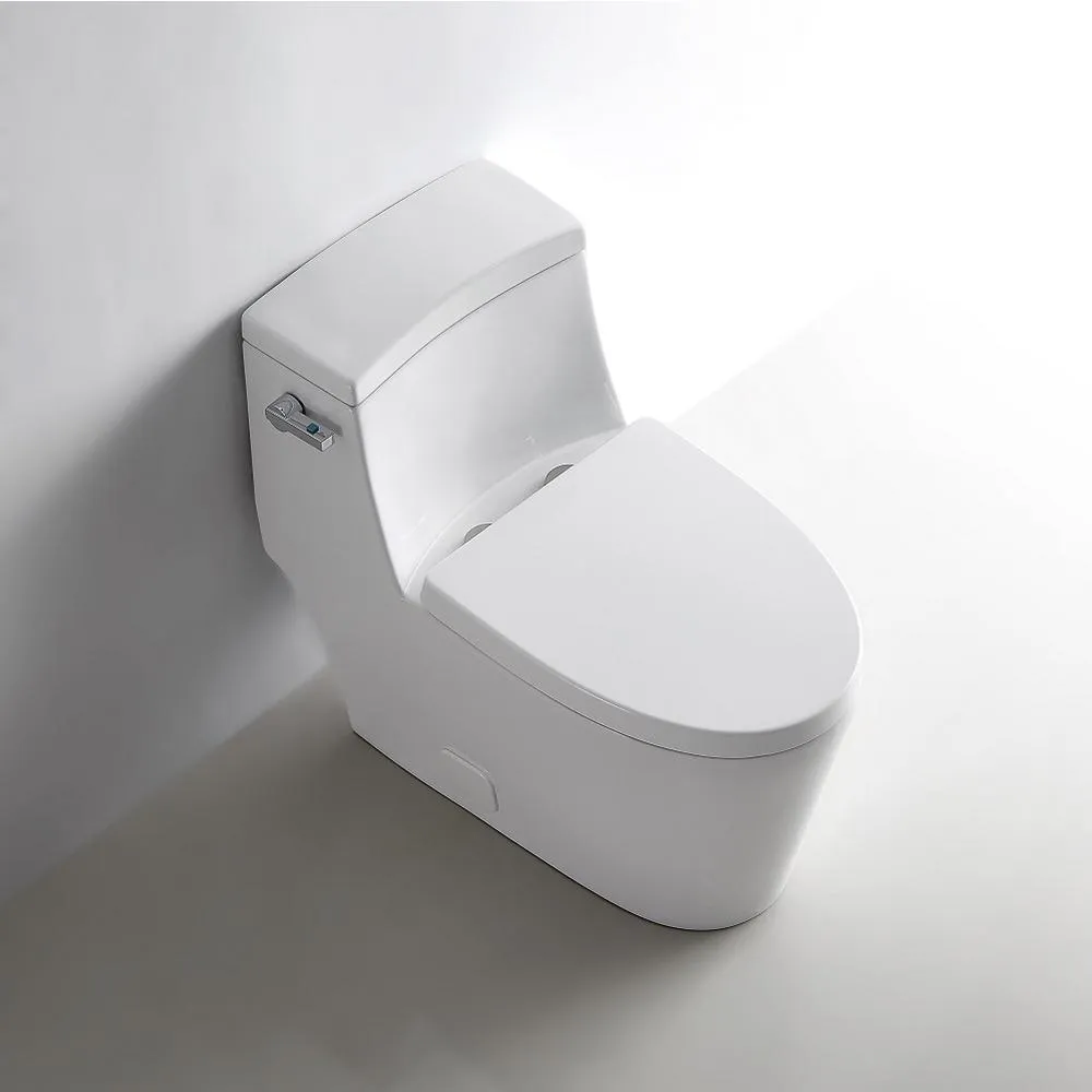1-Piece 0.8 GPF/1.28 GPF Single Flush High Efficiency Elongated Toilet in White, Seat Included, photo 6 of 7