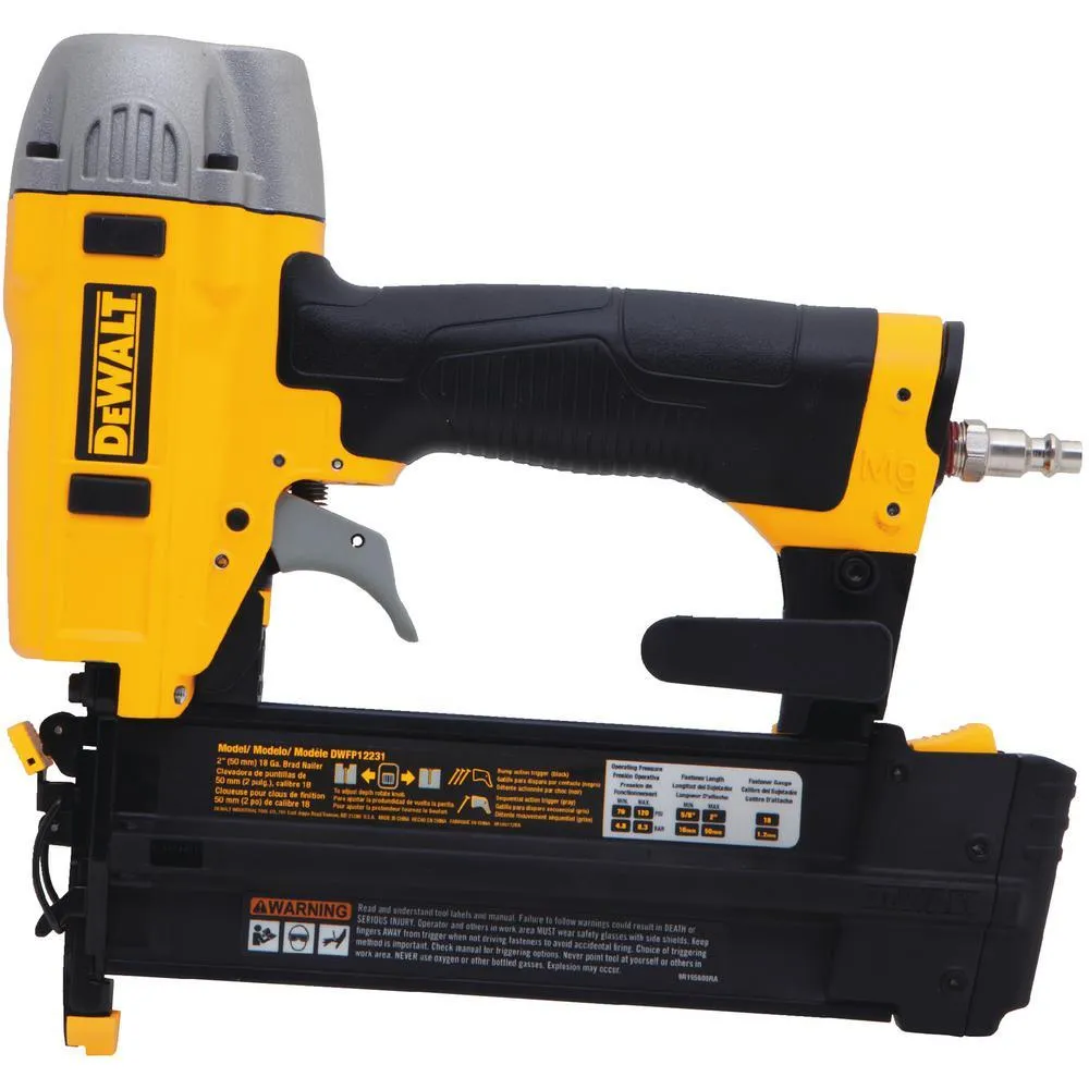 DEWALT 18-Gauge Pneumatic 2 in. Brad Nailer Kit with Bonus 50 ft. x 1/4 in. Air Hose, photo 3 of 9