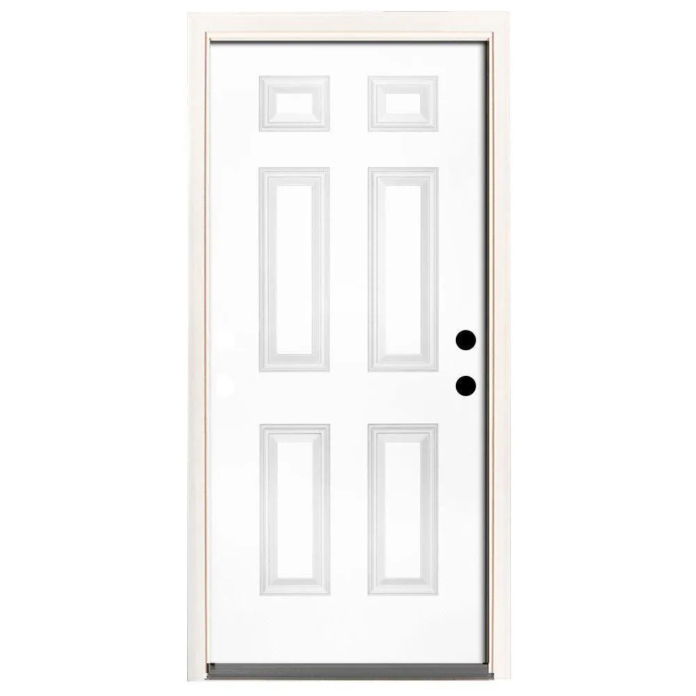 Steves & Sons 42 in. x 80 in. Premium 6 Panel Primed White Steel Prehung Front Door, photo 17 of 17