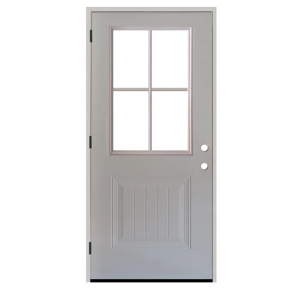 Steves & Sons 32 in. x 80 in. Premium Clear 4 Lite Plank Panel White Primed Steel Prehung Front Door, photo 4 of 9