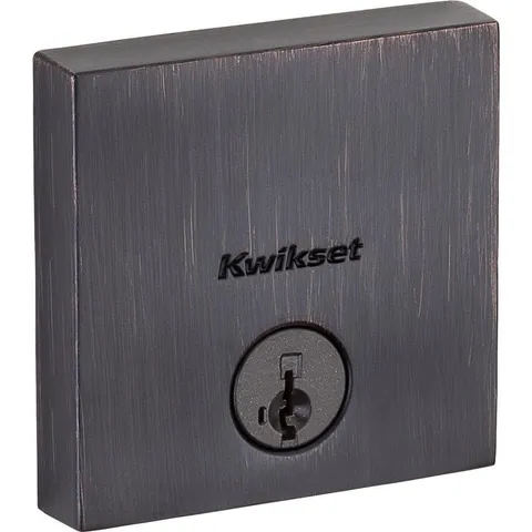 Downtown Venetian Bronze Single Cylinder Deadbolt featuring SmartKey Security with Microban Antimicrobial Technology
