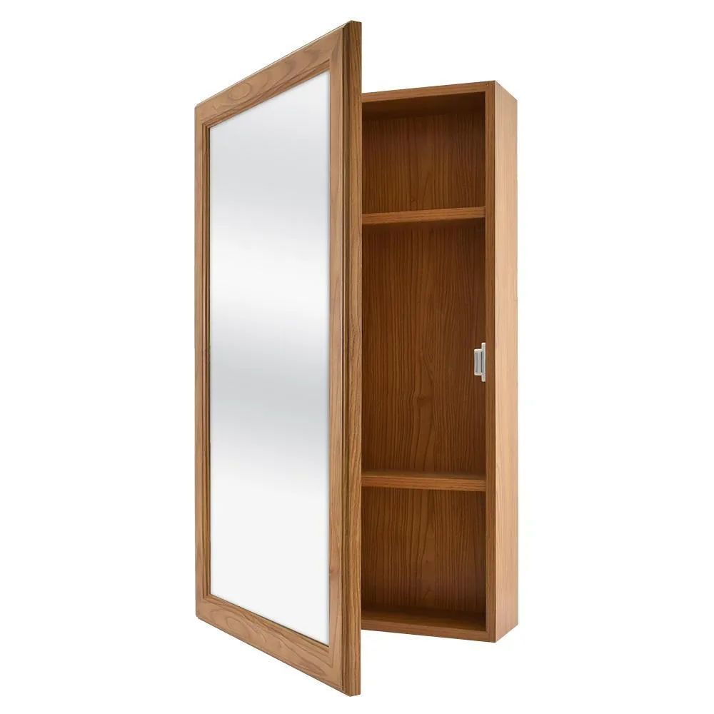 15-1/4 in. W x 26 in. H Framed Surface-Mount Bathroom Medicine Cabinet in Oak, photo 5 of 8