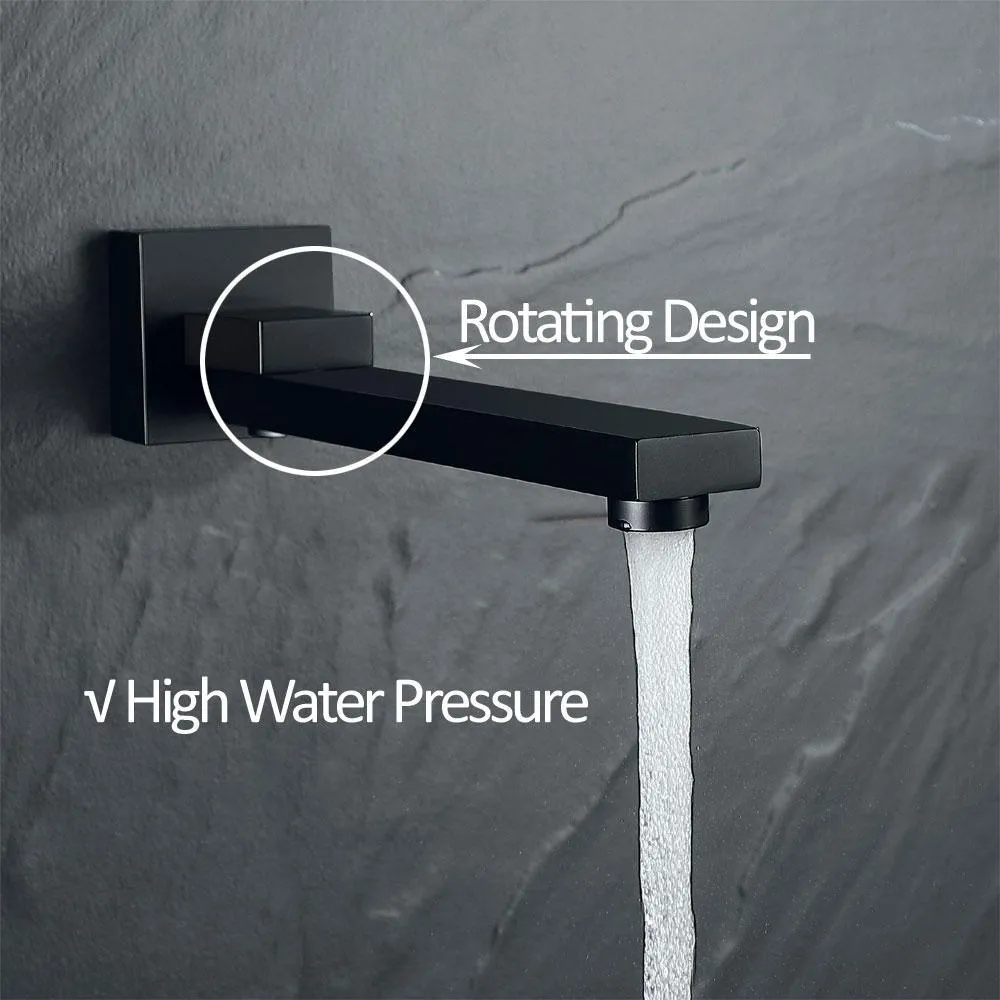 1-Spray Patterns with 2.5 GPM 10 in. 3-Way Wall Mount Rain Dual Shower Heads with Tub Shower Faucet in Matte Black, photo 4 of 8