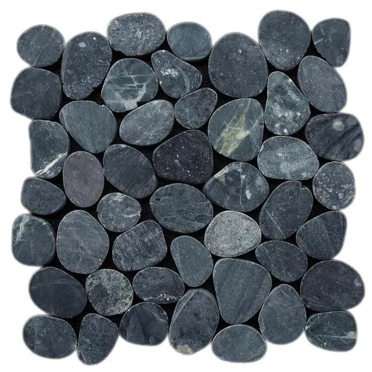Cruz Bay Sliced Pebble Tile  Black 11-1/2 in. x 11-1/2 in. x 9.5mm Honed Pebble Mosaic Tile (10.12 sq. ft. / case), photo 4 of 10