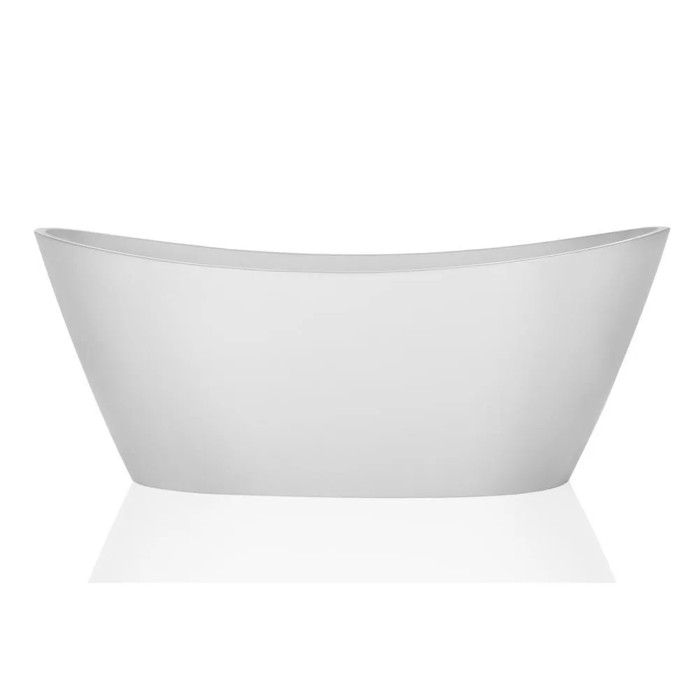 Empava 59 in. Free Standing Bathtub Streamline Stand Alone Flatbottom Acrylic Deep Soaking SPA Tubs for Adults in White, photo 4 of 8