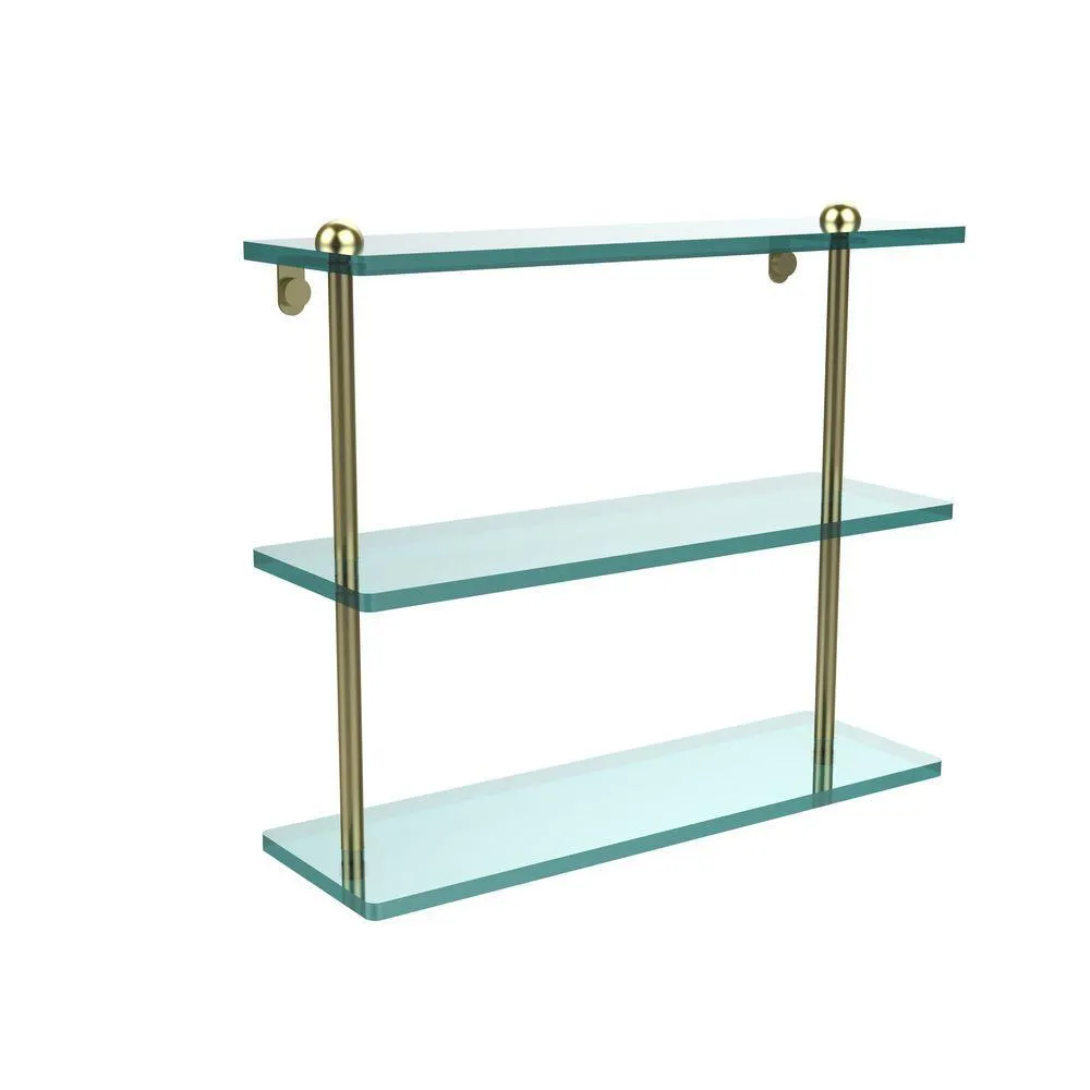 Allied Brass 16 in. L x 15 in. H x 5 in. W 3-Tier Clear Glass Bathroom Shelf in Antique Pewter, photo 3 of 14