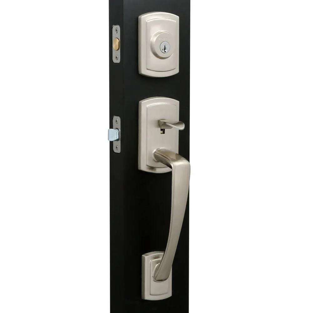 Prestige Nautica Single Cylinder Satin Nickel Door Handleset with Tobin Door Lever Featuring SmartKey Security, photo 5 of 10