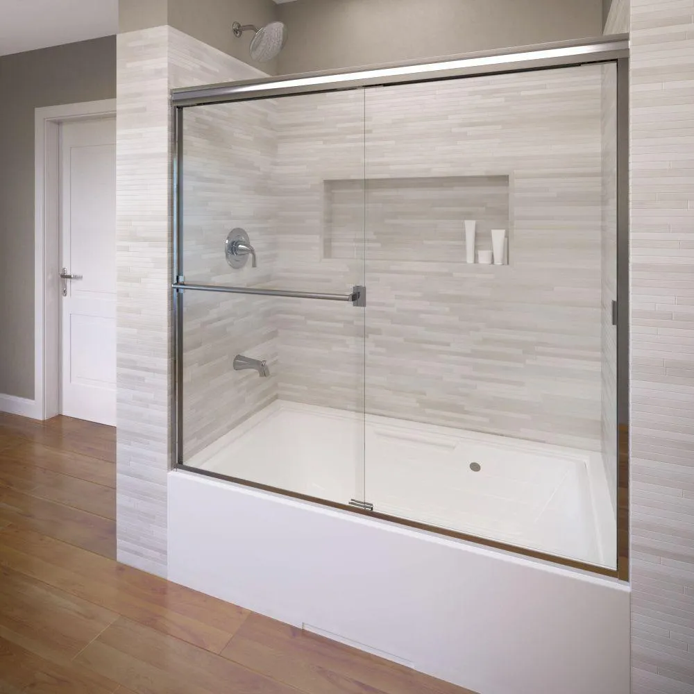 Classic 56 in. x 56 in. Semi-Framed Sliding Tub Door in Oil Rubbed Bronze, photo 12 of 14