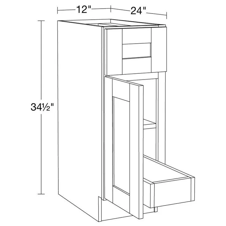 Home Decorators Collection Washington Vessel Blue Plywood Shaker Assembled Base Kitchen Cabinet FH 1 ROT Sft Cls Left 12 in W x 24 in D x 34.5 in H, photo 5 of 7