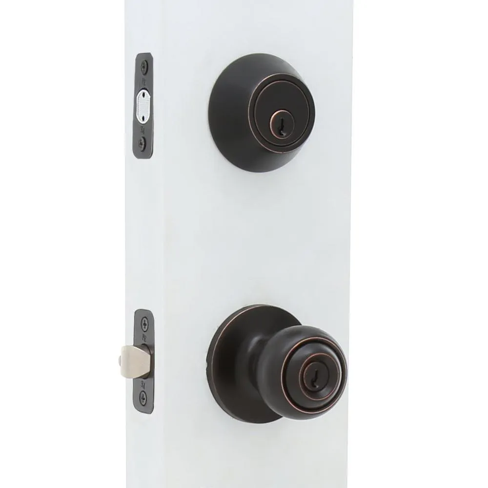 Premiere Essentials Combo Single-Cylinder Deadbolt with Hudson Knob in Oil-Rubbed Bronze, photo 3 of 3