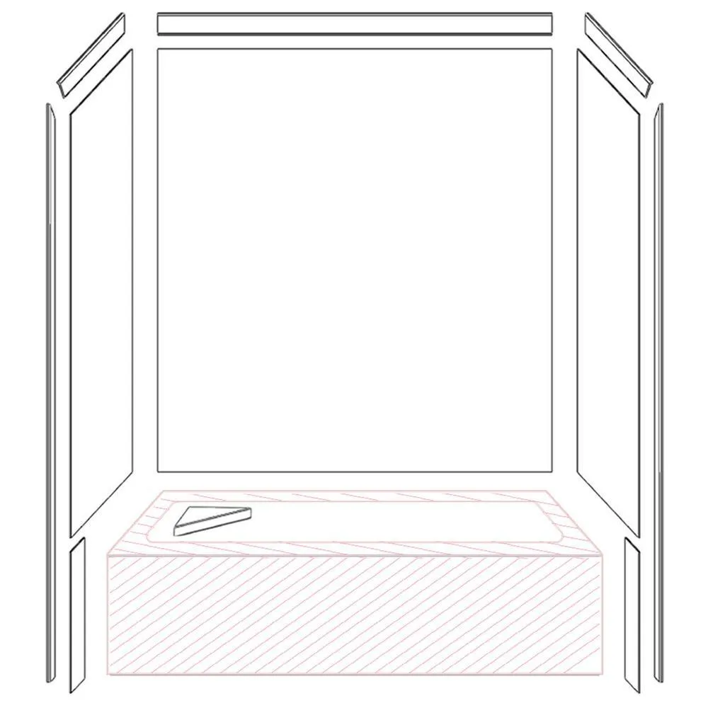 FlexStone Royale 36 in. x 60 in. x 80 in. 11-Piece Easy Up Adhesive Alcove Bathtub/Shower Wall Surround in Calacatta White, photo 4 of 26