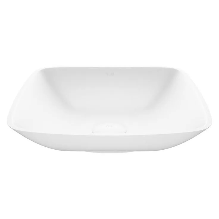 VIGO Hyacinth Handmade Countertop White Matte Stone Square Vessel Bathroom Sink in Matte White, photo 4 of 10