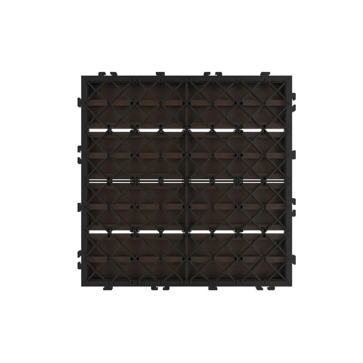 Pure Garden 12 in. x 12 in. Brown Outdoor Interlocking Slat Polypropylene Patio and Deck Tile Flooring (Set of 6), photo 2 of 8