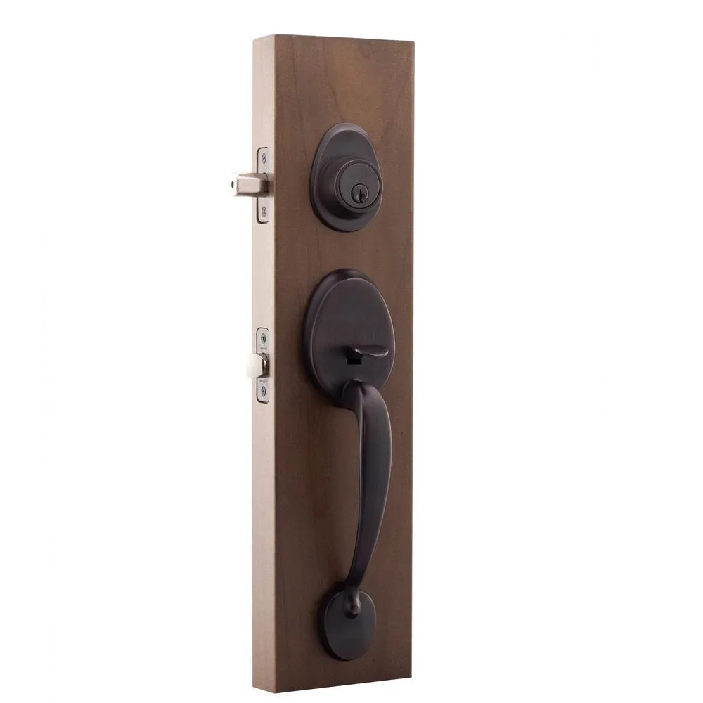Mid Century Modern Tuscan Bronze Door Handleset with Right Hand Scandinavian Lever Trim, photo 2 of 5