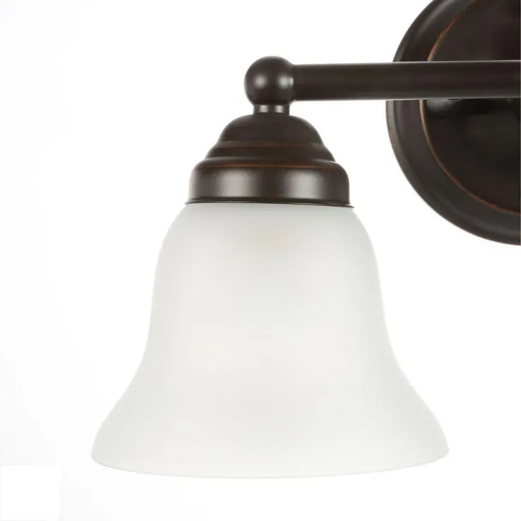 Ashhurst 2-Light Oil Rubbed Bronze Vanity Light with Frosted Glass Shades, photo 6 of 11
