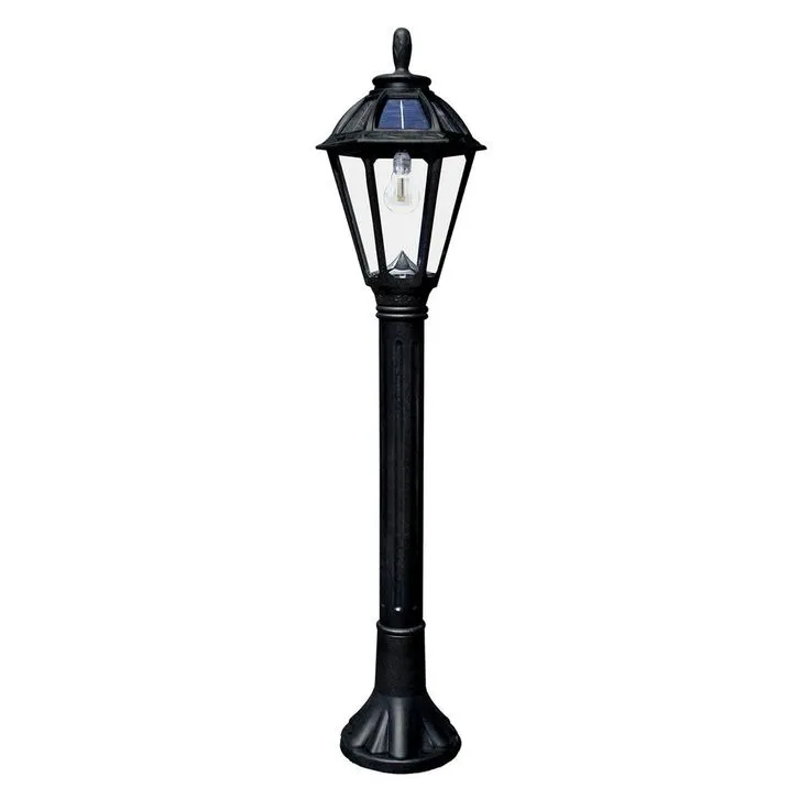 Gama Sonic Polaris Solar Medium 1-Light Black Resin LED Outdoor Post Light and Bollard Lamp Post with Warm-White GS LED Bulb, photo 4 of 4