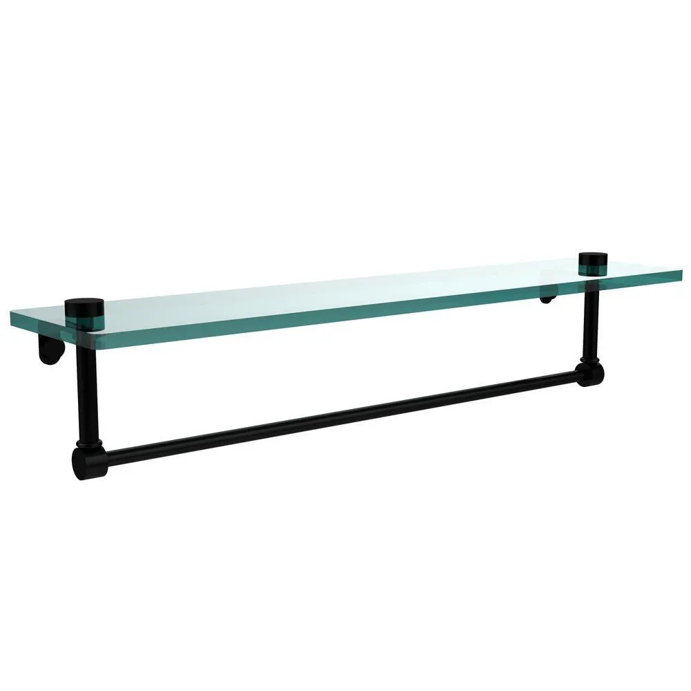 22 in. L x 5 in. H x 5 in. W Clear Glass Vanity Bathroom Shelf with Towel Bar in Satin Nickel, photo 13 of 15