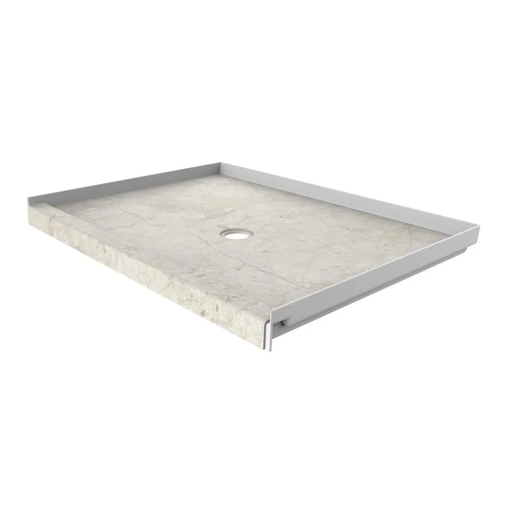 34 in. x 48 in. Single Threshold Shower Base with Center Drain in Calacatta White, photo 3 of 21