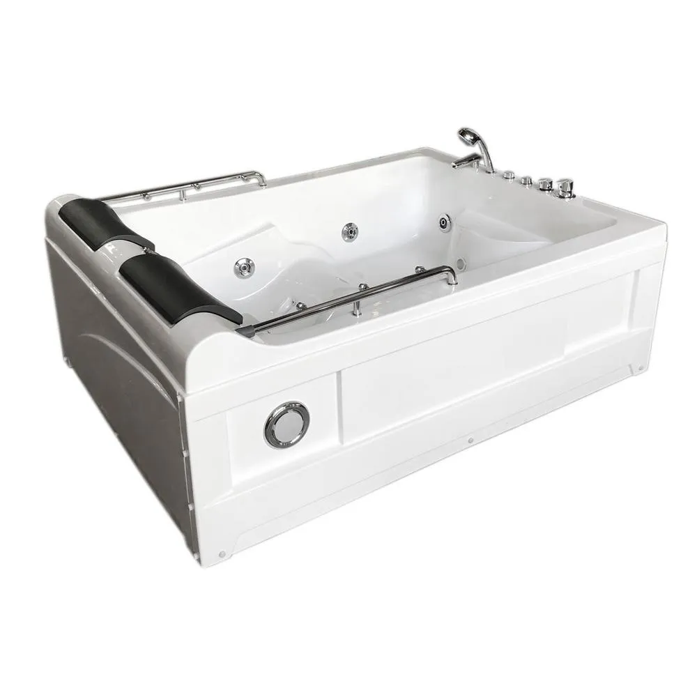 Mimi with heater 68 in. Acrylic Center Drain Corner Alcove Whirlpool Bathtub in White, photo 4 of 9