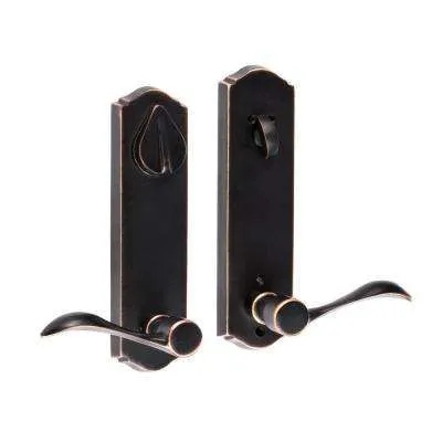 Mid Century Modern Satin Stainless Lever Door Handleset with Right Hand Scandinavian Trim