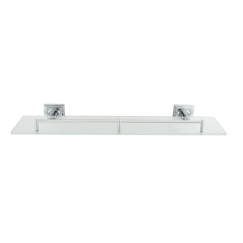 MODONA Square 20 in. Frosted Glass Shelf with Rail in Satin Nickel, photo 5 of 6