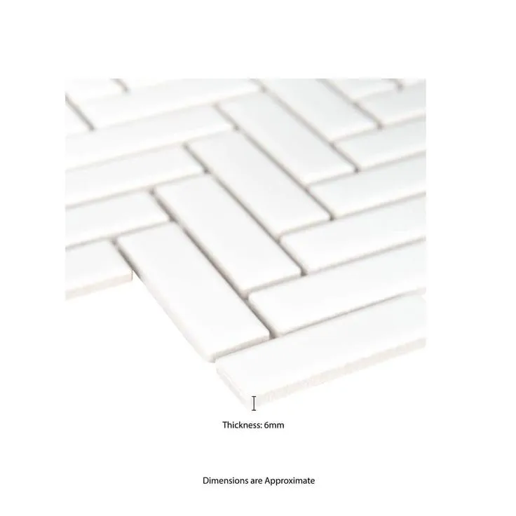 MSI Retro Bianco Herringbone 12.2 in. x 10.83 in. x 6mm Glossy Porcelain Mesh-Mounted Mosaic Tile (13.8 sq. ft. / case), photo 2 of 8