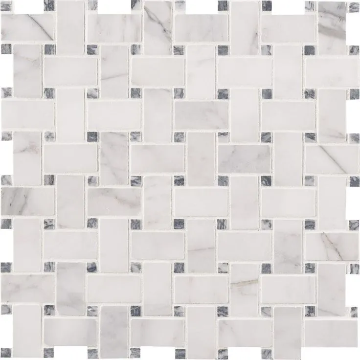 MSI Calacatta Cressa Basket Weave 12 in. x 12 in. x 10 mm Honed Marble Mesh-Mounted Mosaic Tile (10 sq. ft. / case), photo 2 of 11