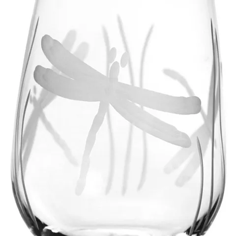 Dragonfly 17 oz. Clear Stemless Wine Glass (Set of 4)