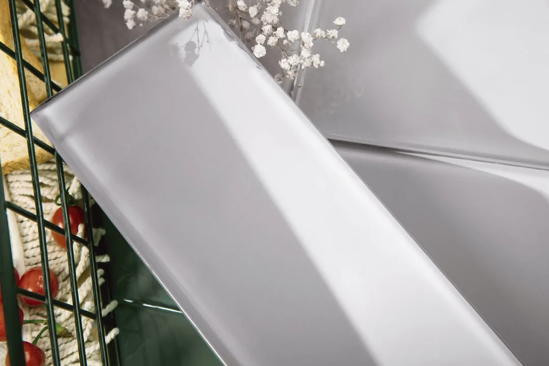 Giorbello (Sample) Glass Subway Lavender Gray 4-in x 12-in Glossy Glass Wall Tile, photo 2 of 5