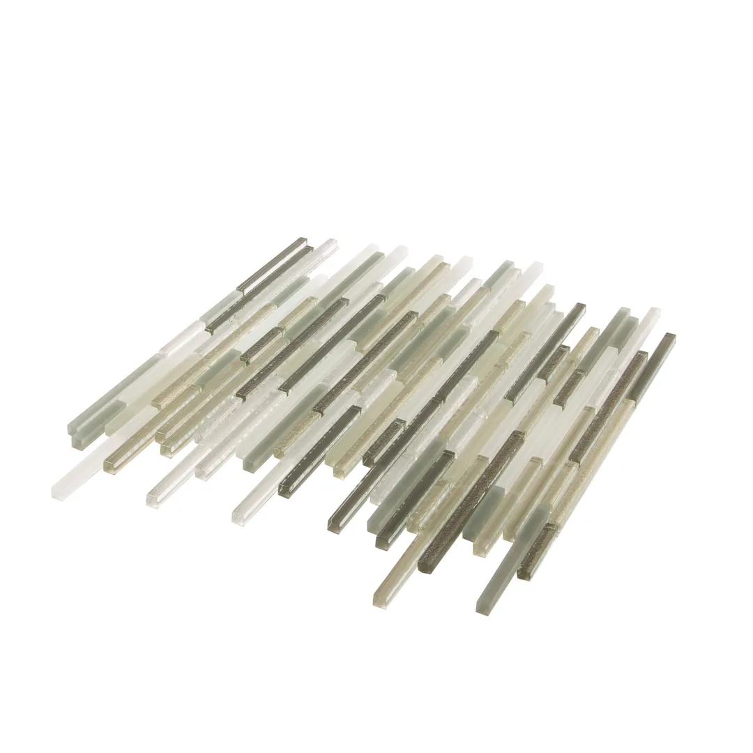Apollo Tile (Sample) Waterfall White and Beige 4-in x 4-in Multi-finish Glass Linear Mosaic Floor and Wall Tile, photo 7 of 8
