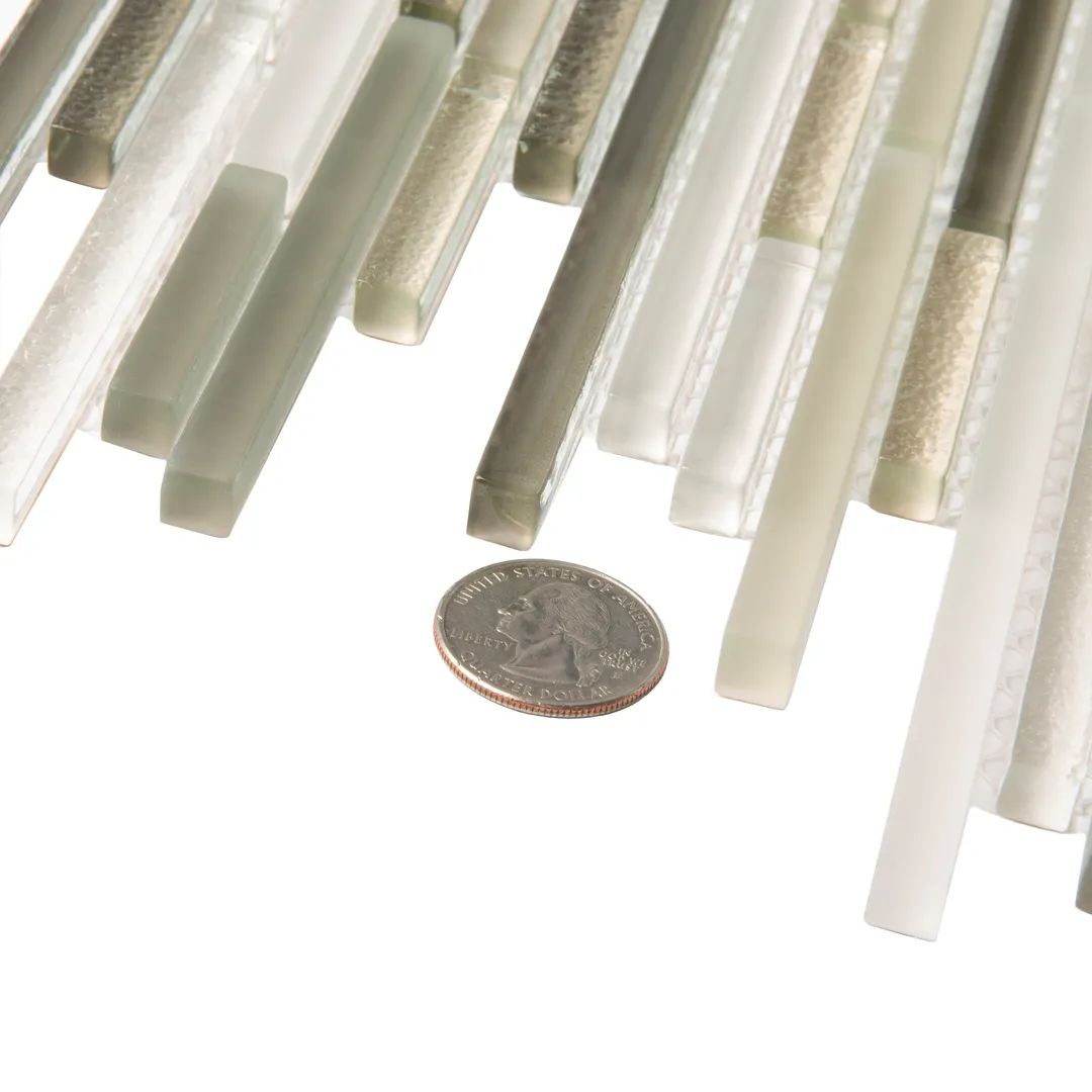 Apollo Tile (Sample) Waterfall White and Beige 4-in x 4-in Multi-finish Glass Linear Mosaic Floor and Wall Tile, photo 5 of 8