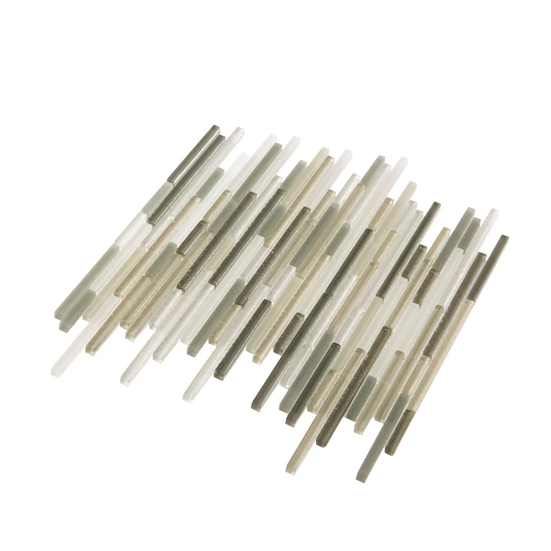 Apollo Tile (Sample) Waterfall White and Beige 4-in x 4-in Multi-finish Glass Linear Mosaic Floor and Wall Tile, photo 6 of 8