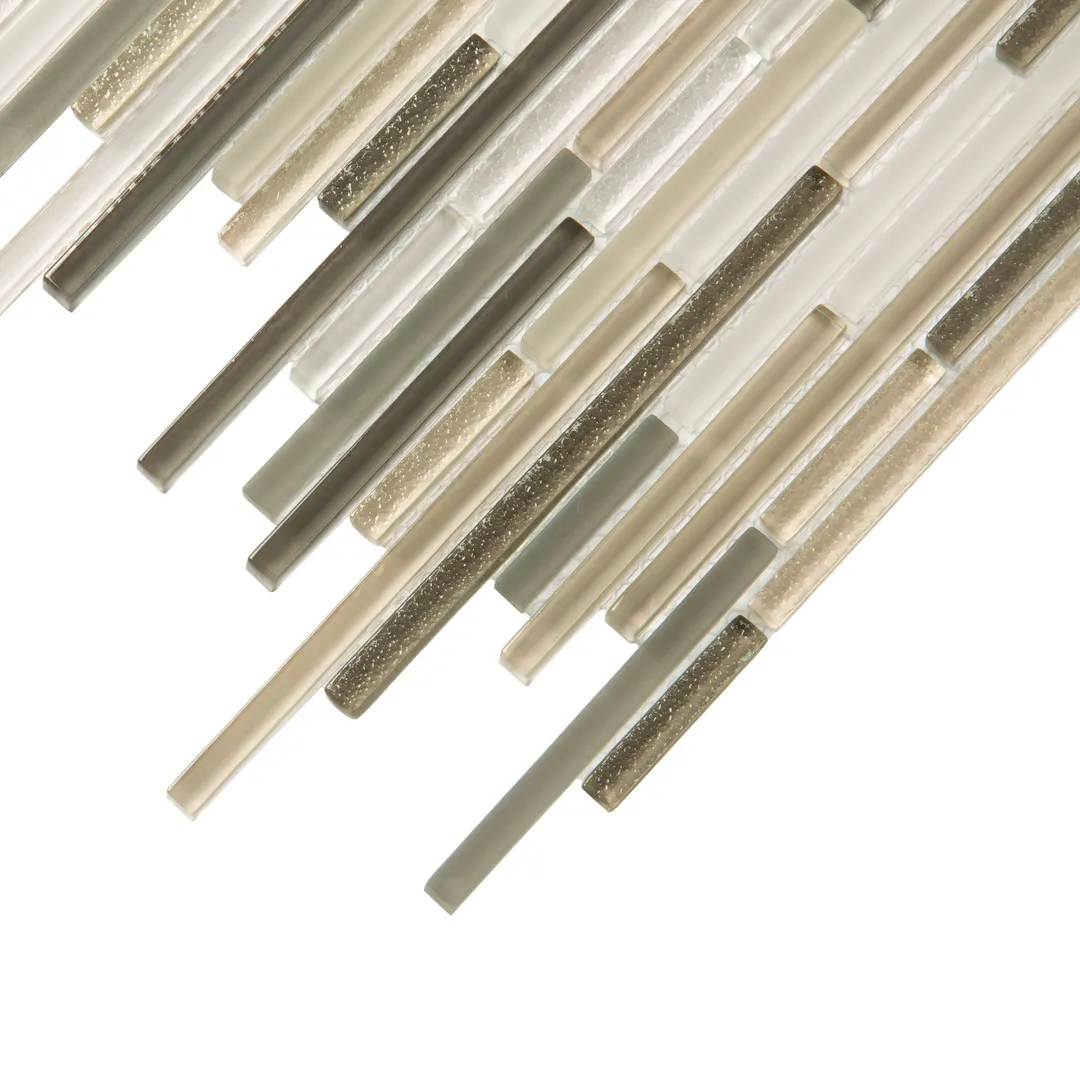 Apollo Tile (Sample) Waterfall White and Beige 4-in x 4-in Multi-finish Glass Linear Mosaic Floor and Wall Tile, photo 8 of 8