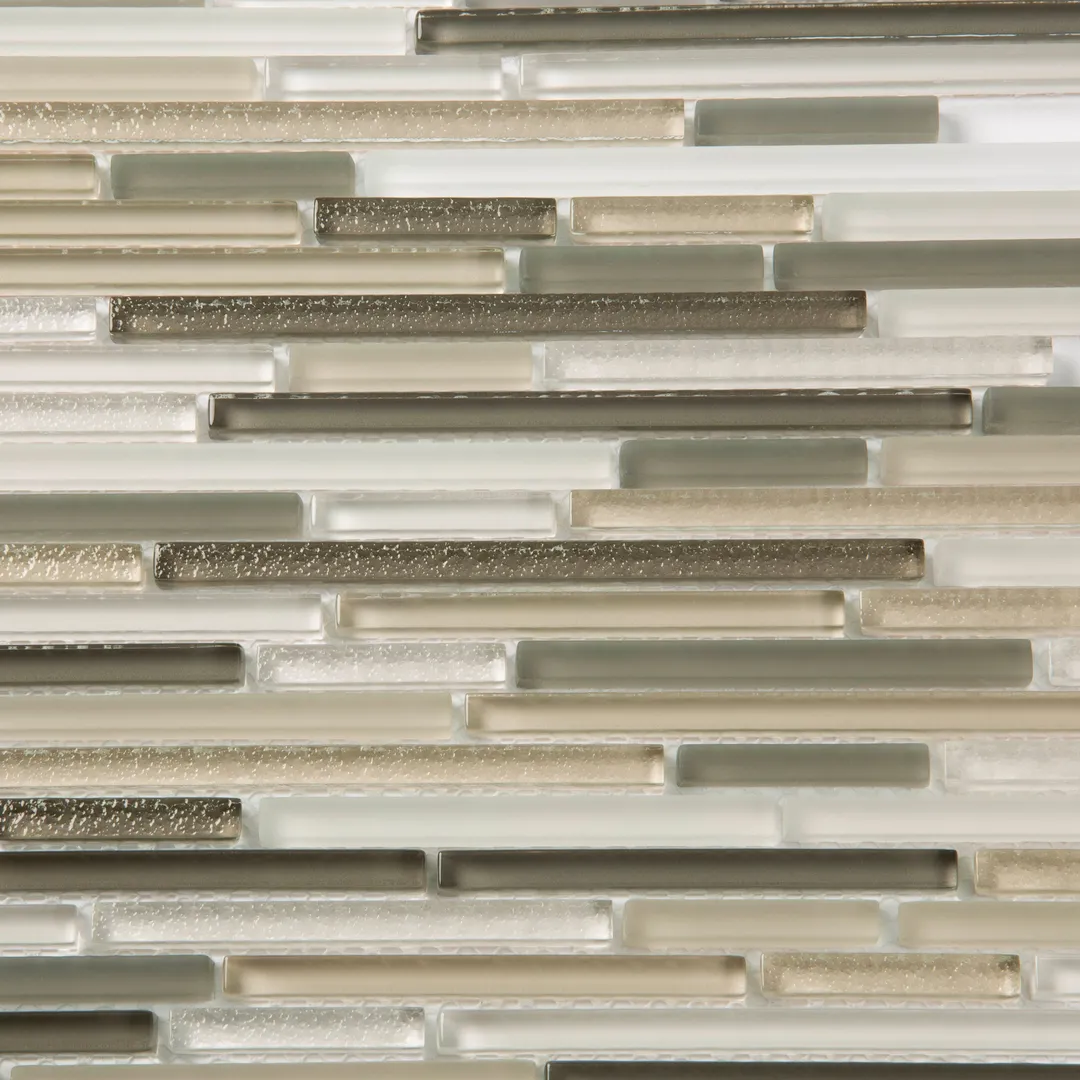Apollo Tile (Sample) Waterfall White and Beige 4-in x 4-in Multi-finish Glass Linear Mosaic Floor and Wall Tile, photo 4 of 8