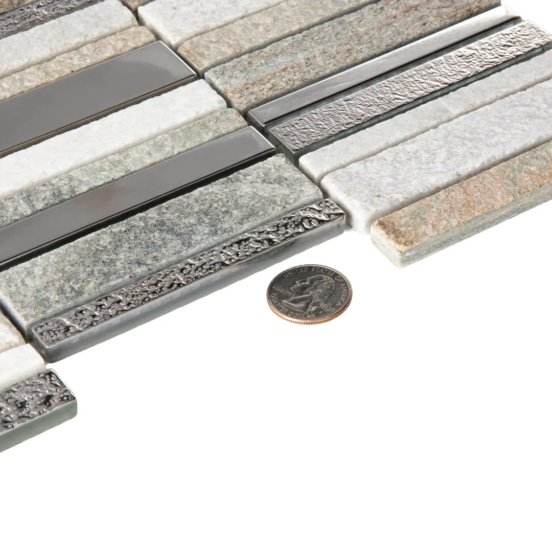Apollo Tile (Sample) Floor and Wall Tile Brown and Gray 4-in x 6-in Polished Glass/Metal/Stone Marble Linear Mosaic Floor and Wall Tile, photo 5 of 8