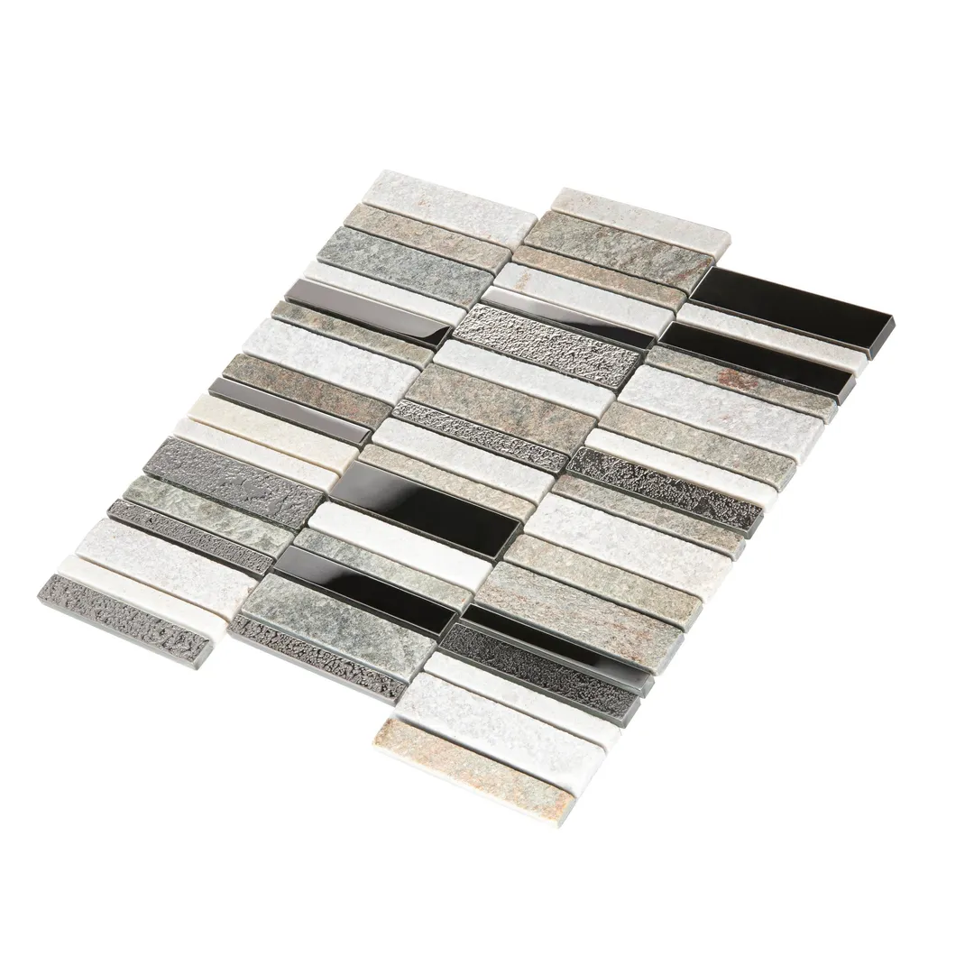 Apollo Tile (Sample) Floor and Wall Tile Brown and Gray 4-in x 6-in Polished Glass/Metal/Stone Marble Linear Mosaic Floor and Wall Tile, photo 6 of 8