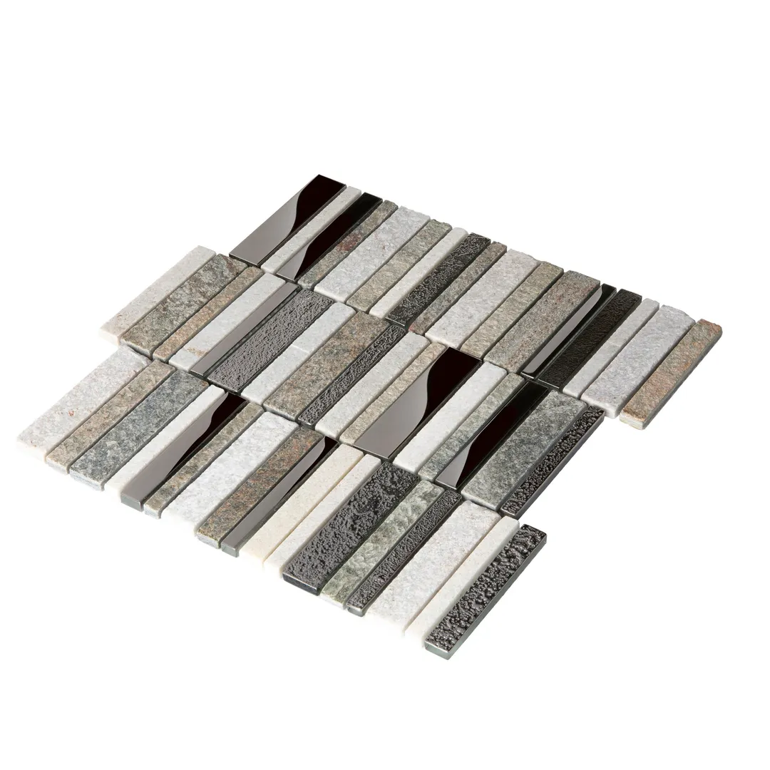 Apollo Tile (Sample) Floor and Wall Tile Brown and Gray 4-in x 6-in Polished Glass/Metal/Stone Marble Linear Mosaic Floor and Wall Tile, photo 8 of 8