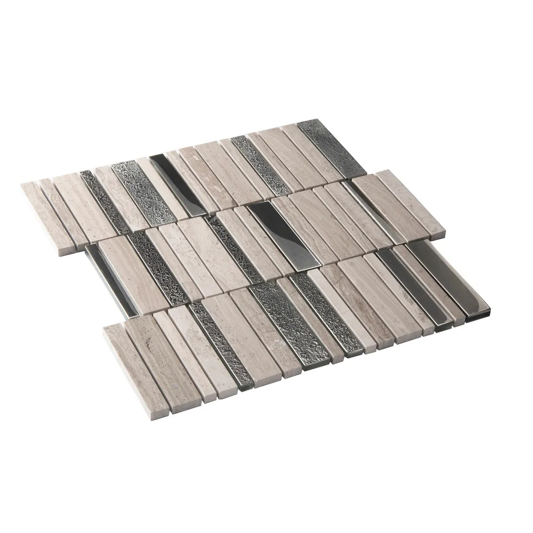 Apollo Tile (Sample) Floor and Wall Tile Brown and Beige 4-in x 4-in Polished Glass/Metal/Stone Quartz Linear Patterned Floor and Wall Tile, photo 6 of 7