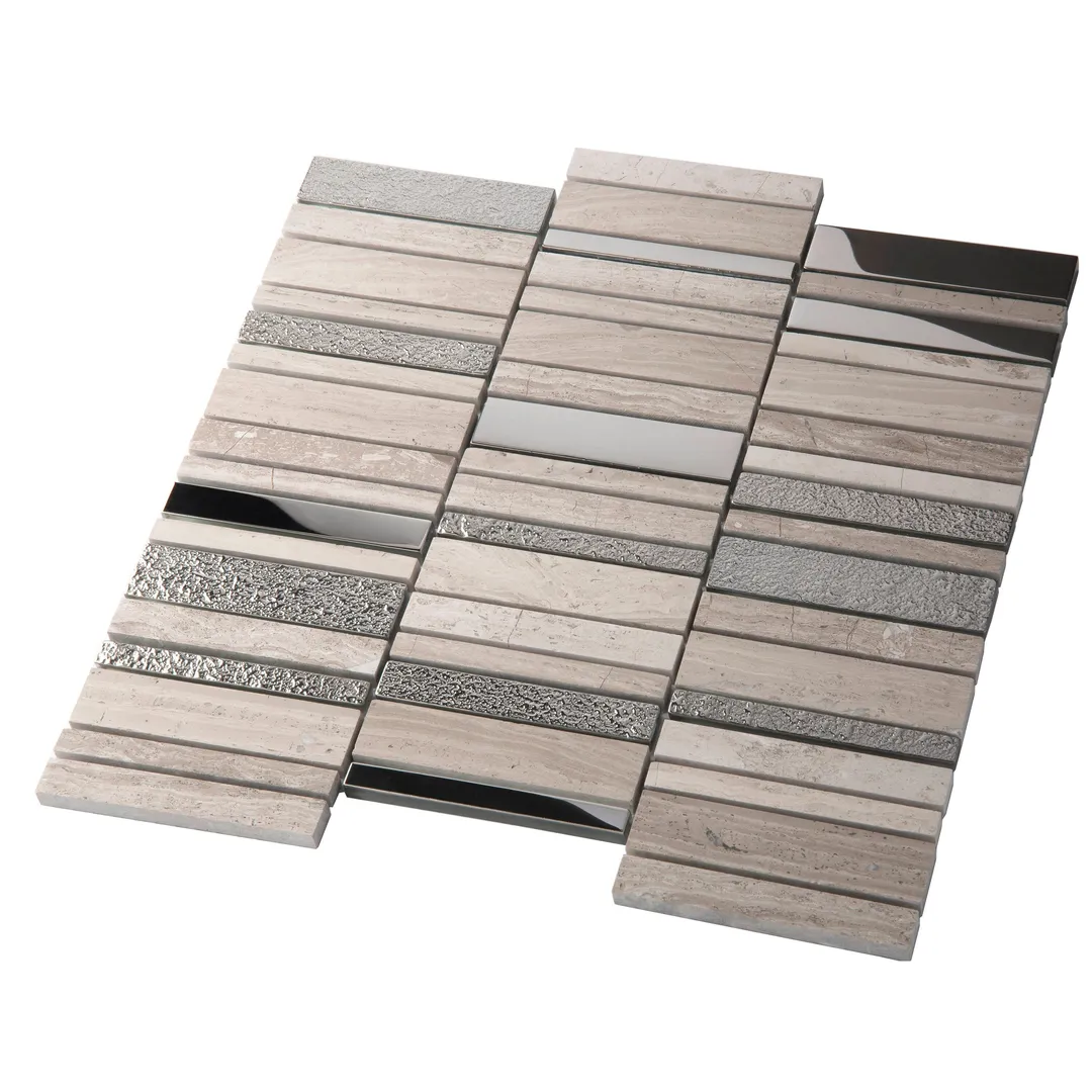 Apollo Tile (Sample) Floor and Wall Tile Brown and Beige 4-in x 4-in Polished Glass/Metal/Stone Quartz Linear Patterned Floor and Wall Tile, photo 7 of 7