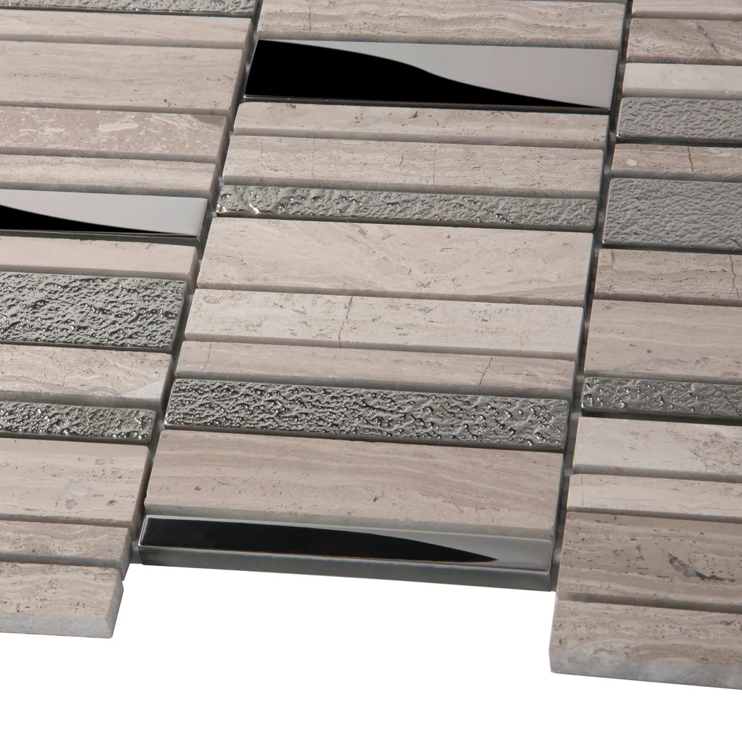 Apollo Tile (Sample) Floor and Wall Tile Brown and Beige 4-in x 4-in Polished Glass/Metal/Stone Quartz Linear Patterned Floor and Wall Tile, photo 4 of 7